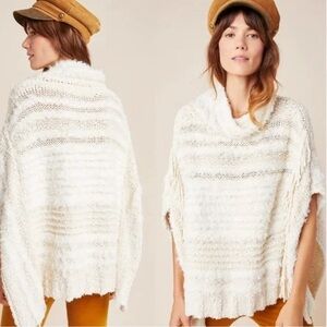 Anthropologie Marilyn Off White Knit Poncho Sweater Size M/L